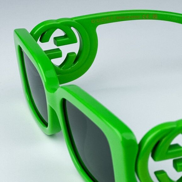 NEW Gucci GG1325S 009 Acid Green Grey Rectangle Unisex Sunglasses GG 1325S - Picture 8 of 11